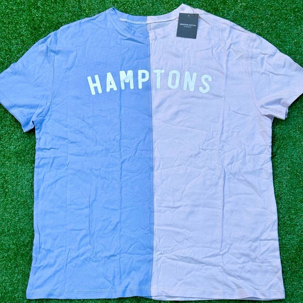 Grayson Social Sleepwear Hamptons T Shirt Light Blue & Light Pink New With Tag